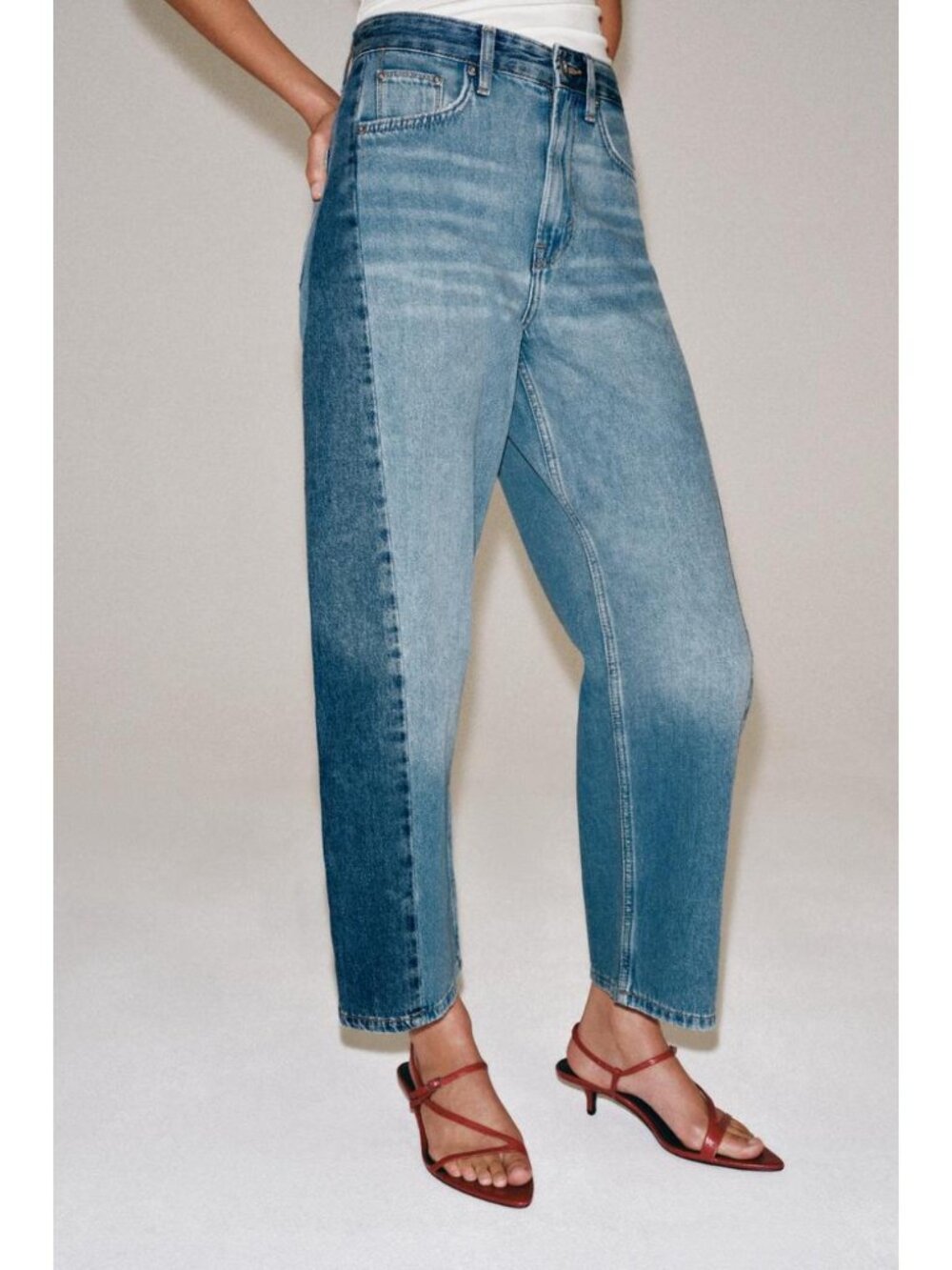 ZARA ZW COLLECTION MID-RISE RELAXED ANKLE PATCHWORK JEANS 4001/246/400